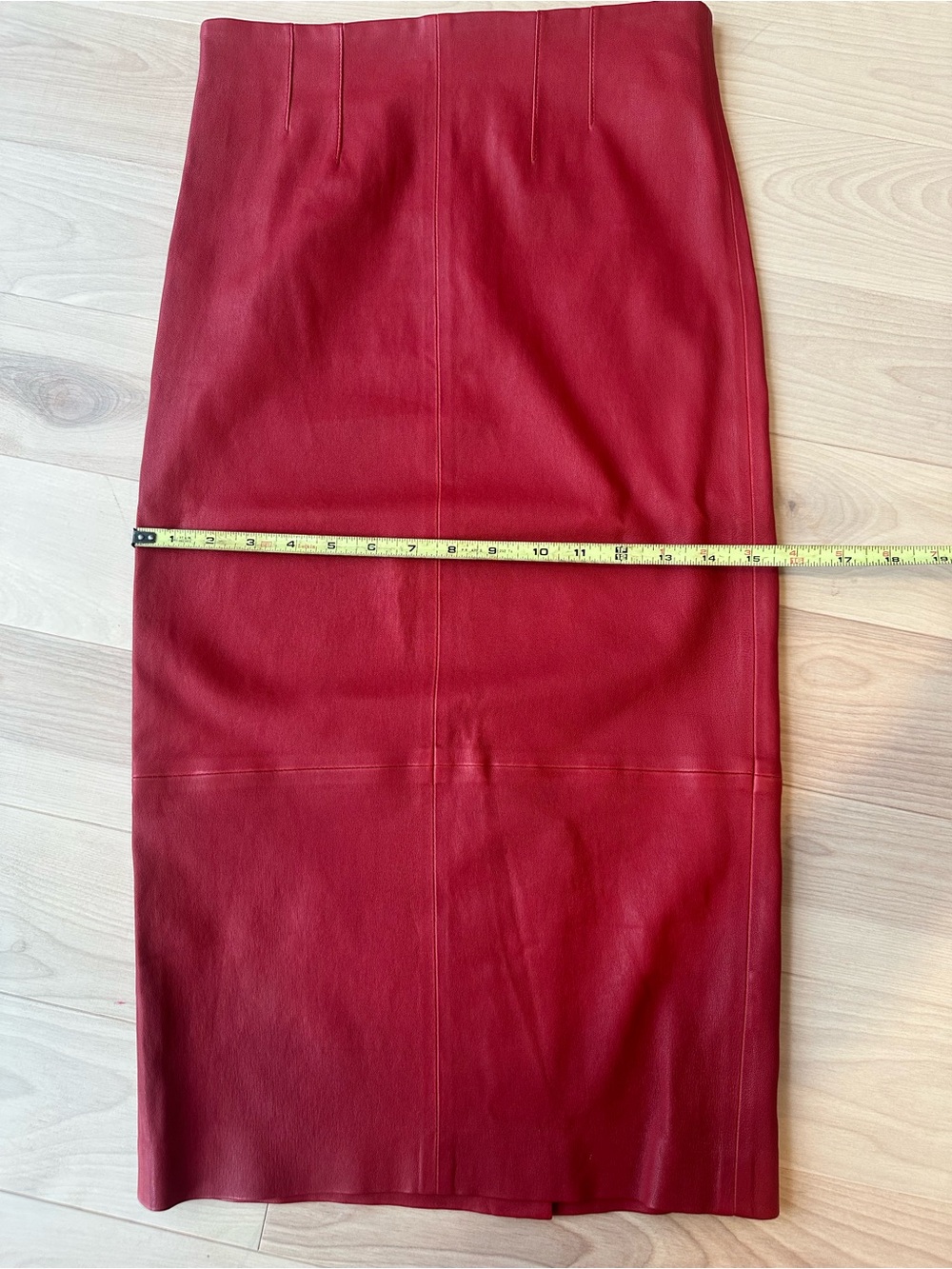 NWT Veronica Beard Kaliyah Lambskin Leather Pencil Skirt Vintage Red Size 4 Midi - Picture 10 of 14